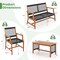 4-Piece Outdoor Patio Furniture Set Loveseat 2 Chairs Black Natural Table